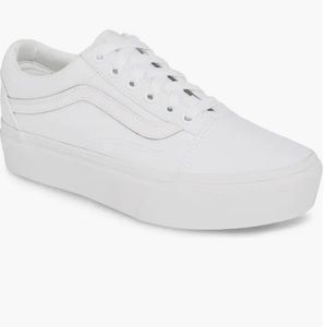Vans Old Skool White Platform Sneakers Size 8.5 Women’s